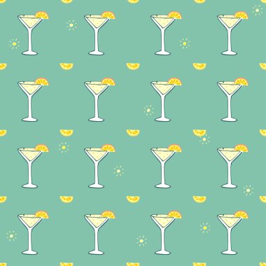 kokteyl bardak ile sorunsuz vektör desen