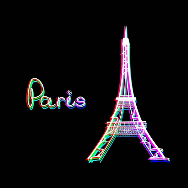 Minimalistic Vector Poster Eiffel Tower Paris Lettering — Stock Vector