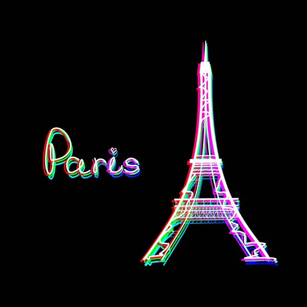 Poster Vetorial Minimalista Com Eiffel Tower Paris Lettering — Vetor de Stock