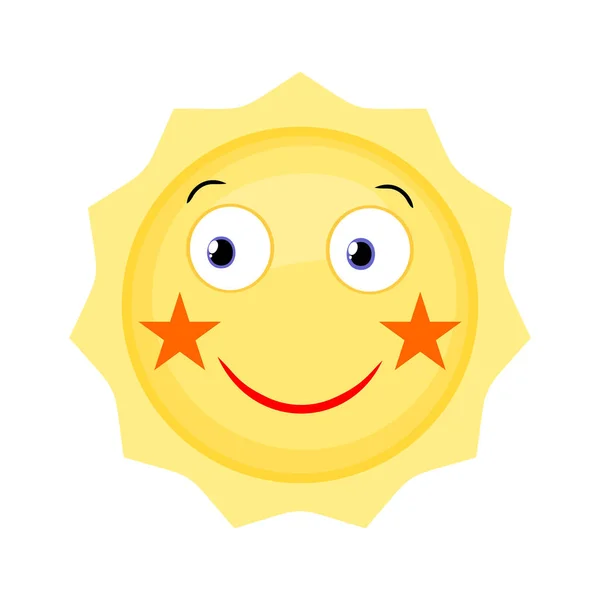 Zon Met Blij Gezicht Vector Emotie Pictogram — Stockvector