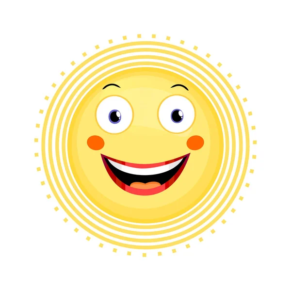 Sun Happy Face Vector Emotion Icon — Stock Vector
