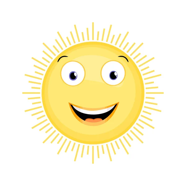 Sol Con Cara Feliz Vector Icono Emoción — Archivo Imágenes Vectoriales