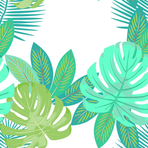 Seamless Vector Pattern Tropical Leaves — Stock Vector