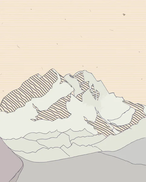 Moderne Vectorillustratie Van Besneeuwde Bergen Landschap — Stockvector