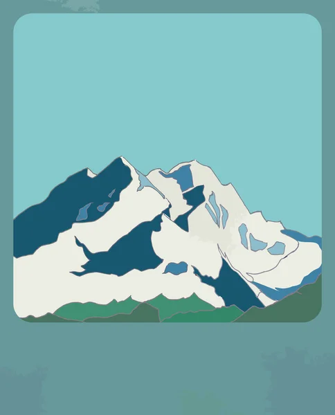modern vector illustration of snowcapped mountains landscape