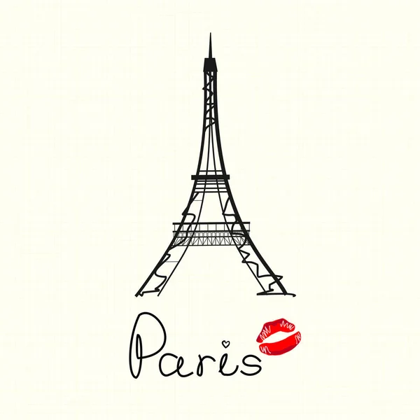 Poster Vetorial Minimalista Com Eiffel Tower Paris Lettering —  Vetores de Stock