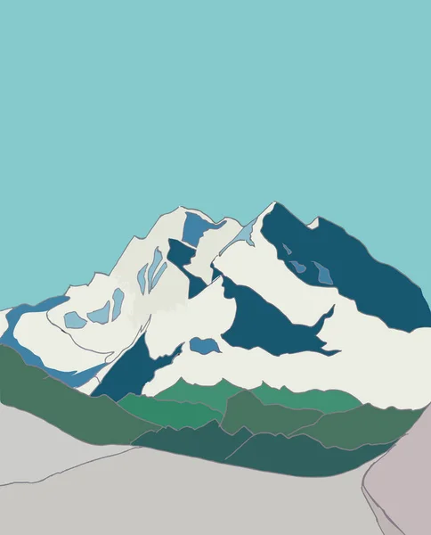 Modern Vector Illustration Snowcapped Mountains Landscape — Stock Vector