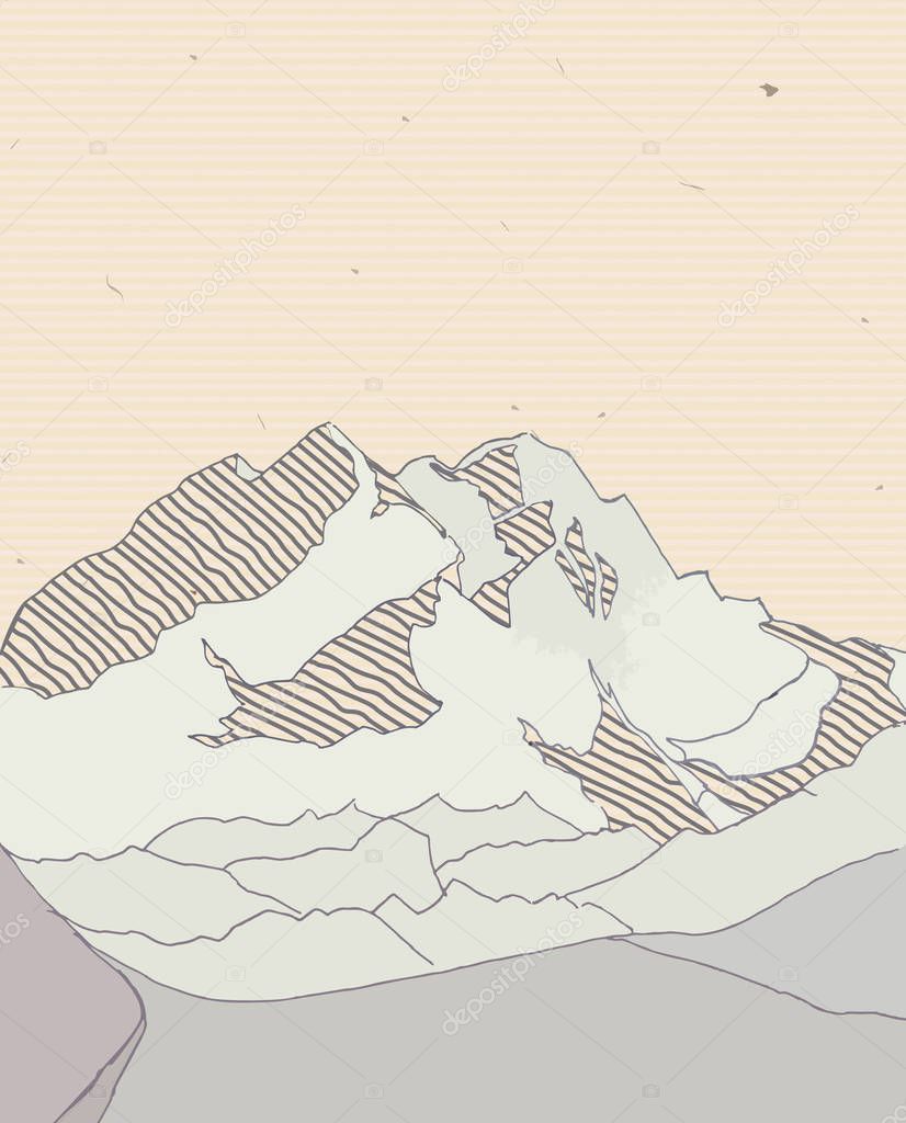 modern vector illustration of snowcapped mountains landscape