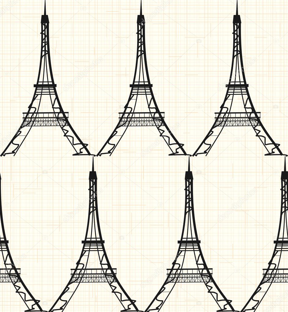 seamless vector pattern with eiffel towers