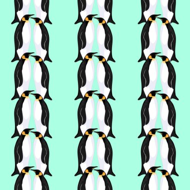sorunsuz vektör arka plan mavi zemin üzerine penguenlerle