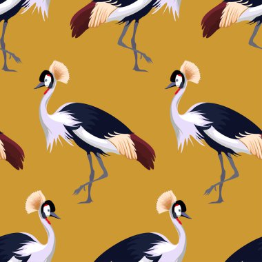 Kraliyet vinç kuşlar ile sorunsuz vektör desen