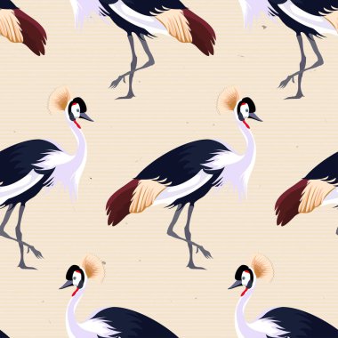 Kraliyet vinç kuşlar ile sorunsuz vektör desen