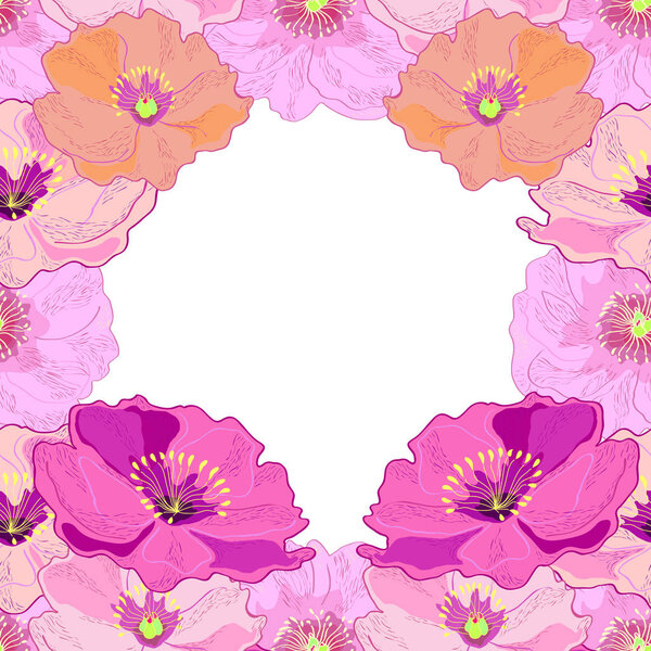 seamless vector background with pink tropical flowers