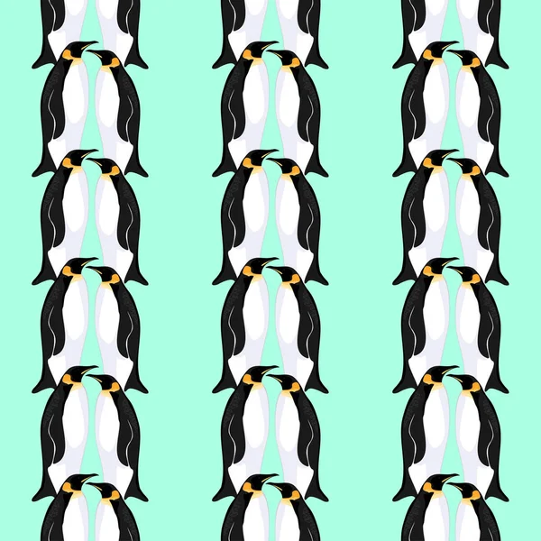 Sfondo Vettoriale Senza Soluzione Continuità Con Pinguini Sfondo Blu — Vettoriale Stock