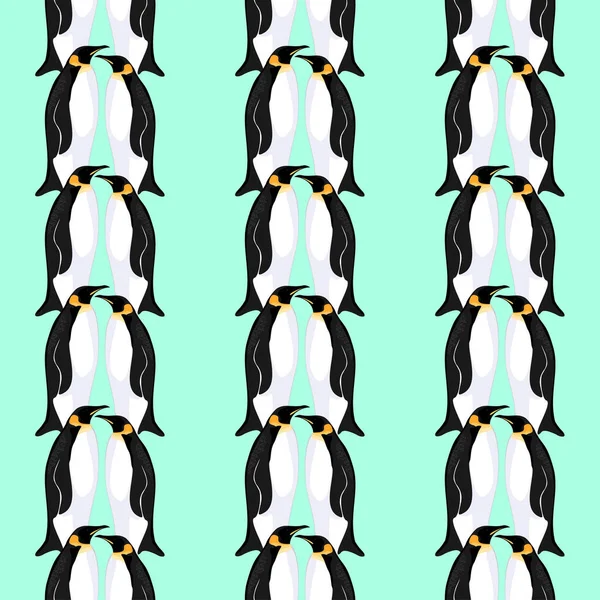 Fundo Vetor Sem Costura Com Pinguins Fundo Azul —  Vetores de Stock