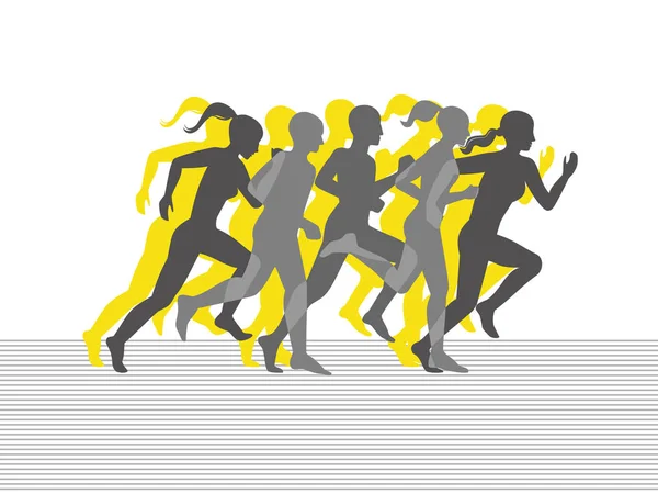 向量海报与跑的人剪影在白色背景 — 图库矢量图片