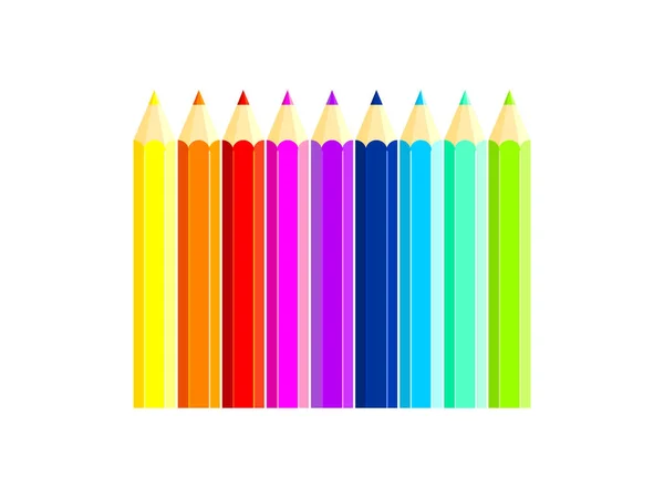 Crayons Colorés Arc Ciel Rangée Sur Papier — Image vectorielle