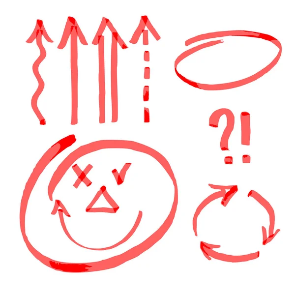 Ensemble Flèches Lignes Symboles Peints Avec Marqueur — Image vectorielle