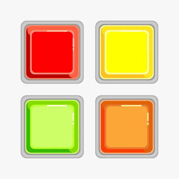 Conjunto Botones Tela Colores Forma Cuadrada Aislada Sobre Fondo Blanco — Archivo Imágenes Vectoriales