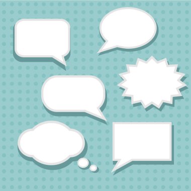 Beyaz konuşmak kabarcıklar mavi arka plan ayarla