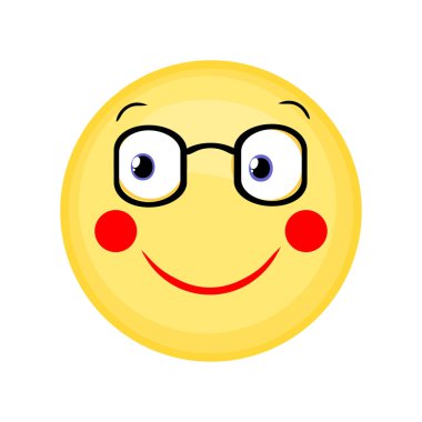 sarı çizgi film karakter yüz simgesi gülümseyen gözlük ile