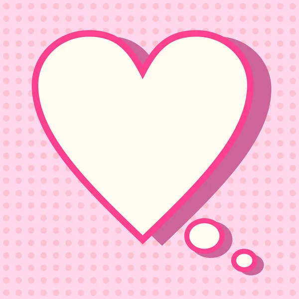 Розовая Форма Сердца Думать Пузырь Фоне Горошек Точка — стоковый вектор