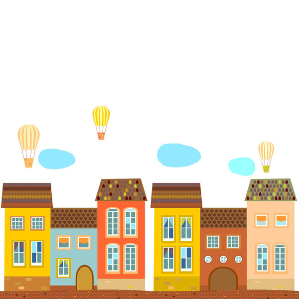 Architectural seamless pattern with old buildings