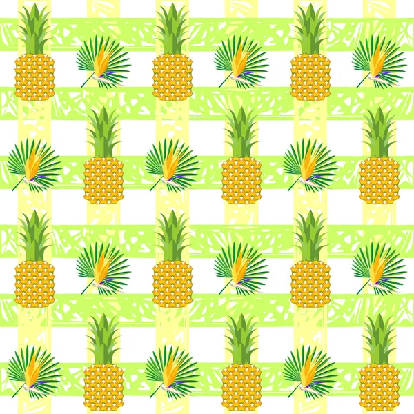 Tropical Seamless Pattern Pineapples Leaves — Stock Vector