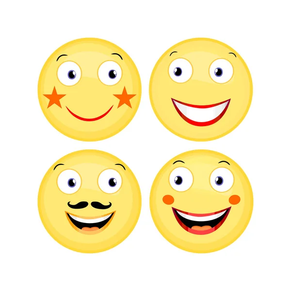 Set Yellow Cartoon Characters Faces Various Expressions — Stock Vector