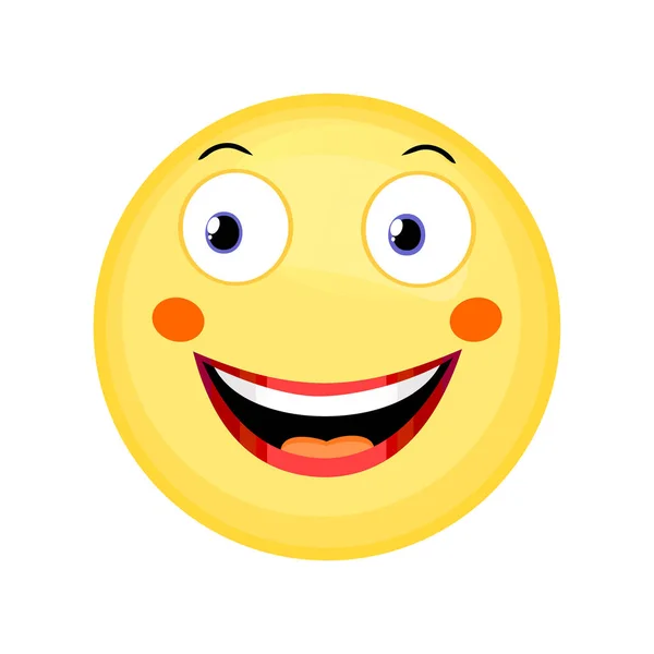 Yellow Cartoon Character Face Red Cheeks Smiling Icon — Stock Vector