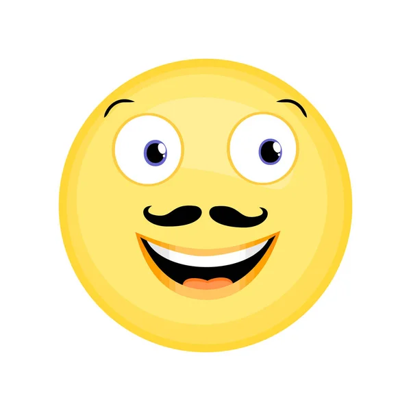 Yellow Cartoon Character Face Mustache Smiling Icon — Stock Vector