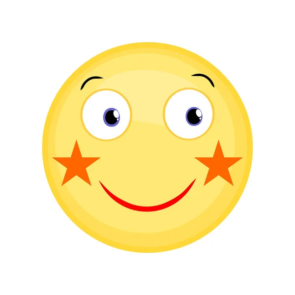 Yellow Cartoon Character Face Stars Smiling Icon — Stock Vector