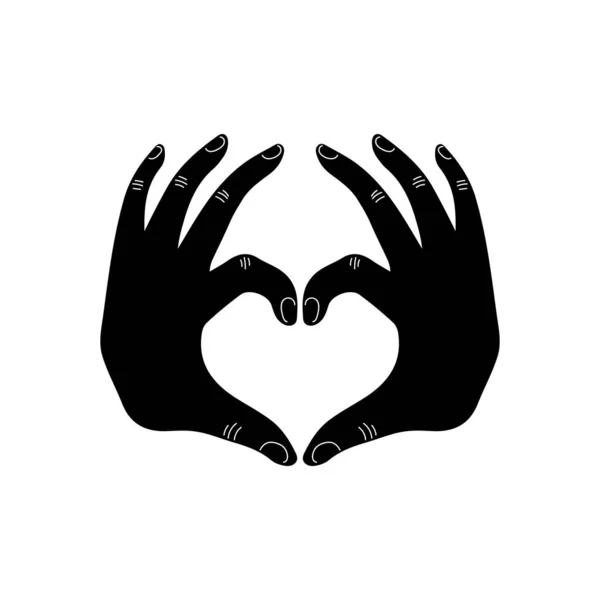 hand drawn human hand in heart shape gesture, vector, illustration, romantic concept