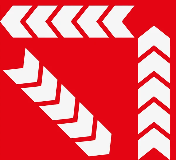 Satz weißer Pfeile auf rotem Hintergrund. Richtungsanzeiger. Vektorpfeil-Symbole. — Stockvektor