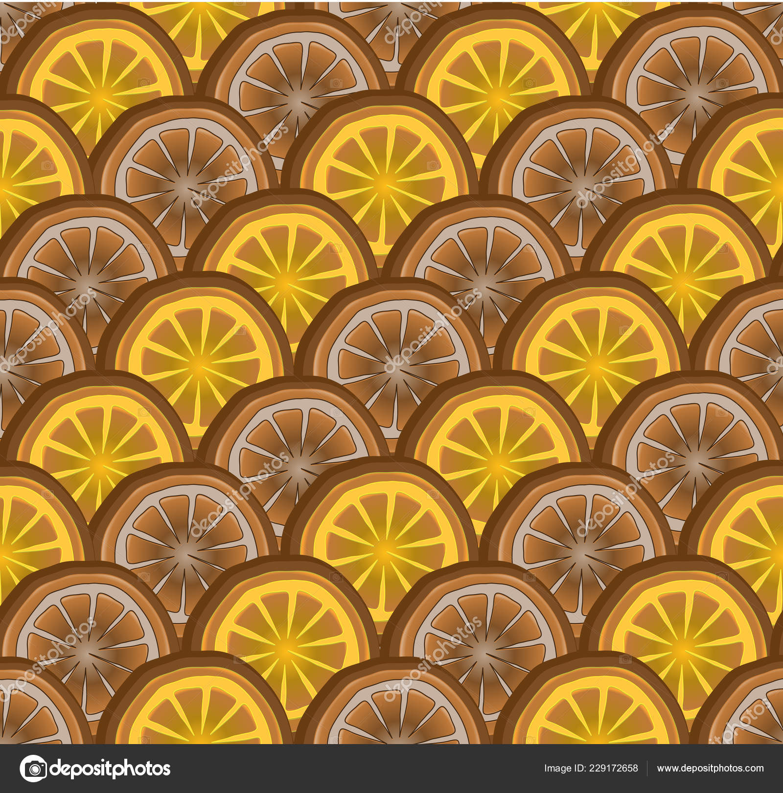 Seamless Background With Christmas Decorations From Dried Oranges