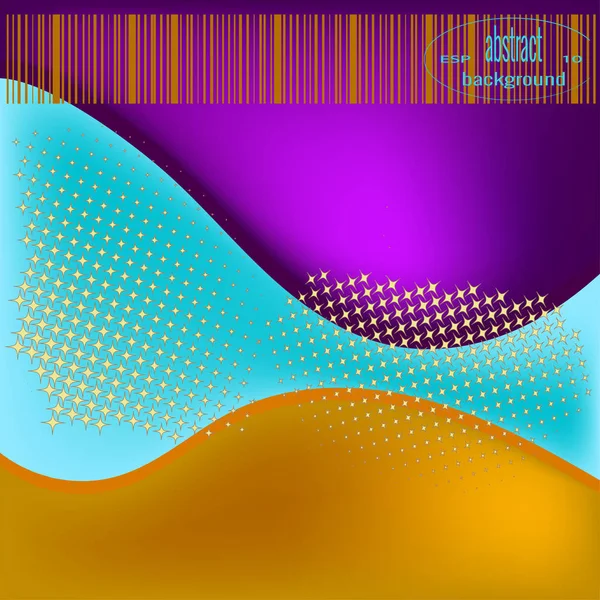 Abstract background with trendy bright colors and flowing liquid shapes, decor of sparkling stars. Vector illustration for web design, textile, posters. — Stock Vector