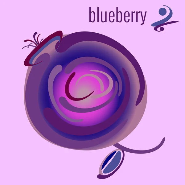 Large blueberry on bright purple background. Illustration in abstract style. Vector drawing for logo design, banners, posters, advertising, markets. — Stock Vector