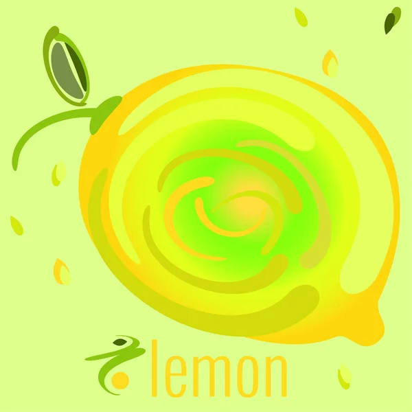 Limón fresco y jugoso sobre fondo amarillo claro. Ilustración en estilo abstracto . — Vector de stock