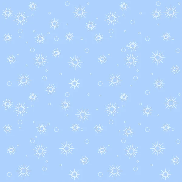 新年和圣诞节的冬季背景 冬天的星空 雪花飘扬 繁星满天 包装纸背景无缝线矢量图案 — 图库矢量图片