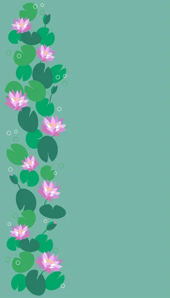 エキゾチックな花 ピンクの蓮 葉を持つ熱帯の池 旅行ビジネスの垂直背景 ソーシャルネットワーク 旅行代理店 花の自然パターンのデザインのためのフラットスタイルのベクトルイラスト — ストックベクタ