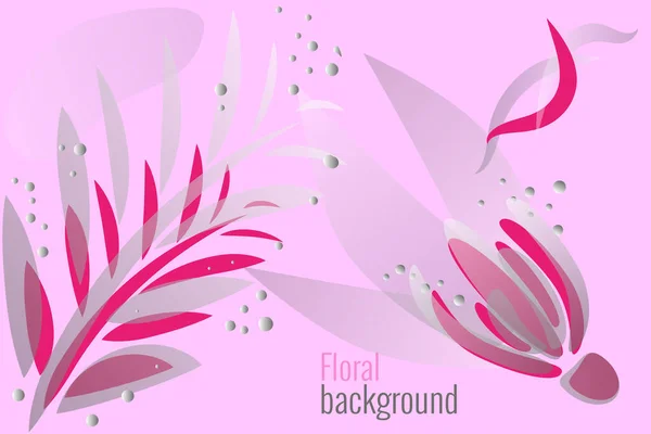 Floral Background Simple Flat Style Vector Illustration Template Leaves Flowers — Stock Vector