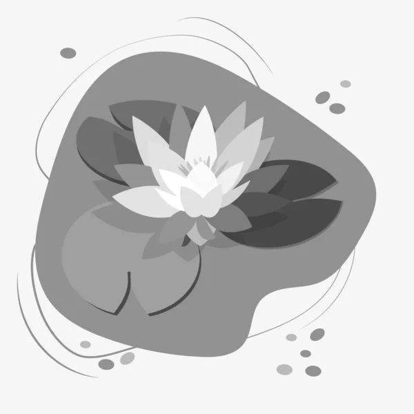 Lotusblüte Und Blätter Seerose Weiße Seerose Schwarze Silhouette Auf Weißem — Stockvektor