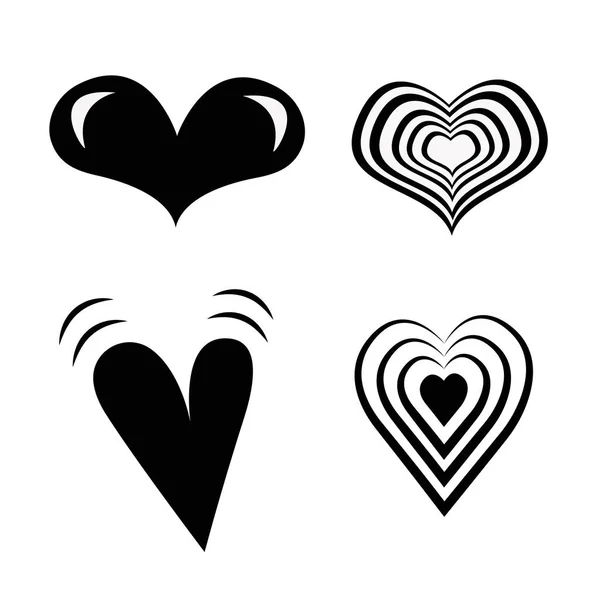 Una grande serie di vari modelli di cuore. Collezione cuori diversi . — Vettoriale Stock