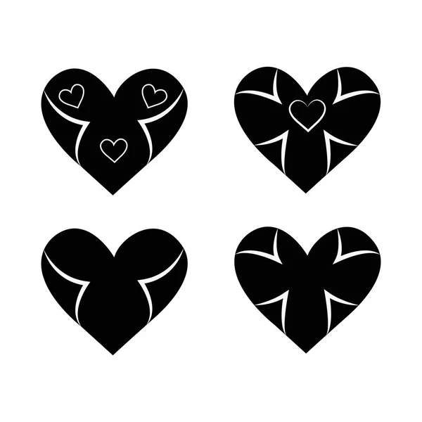 Duży zbiór różnych szablonów serca. Kolekcja różnych serca. — Wektor stockowy