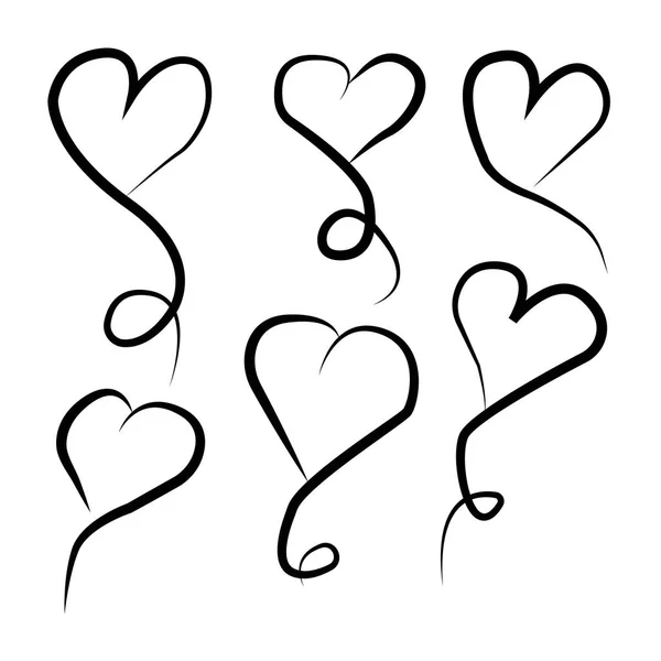 Conjunto de esboço mão desenhado coração icon.Vector coleção do coração. Il — Vetor de Stock
