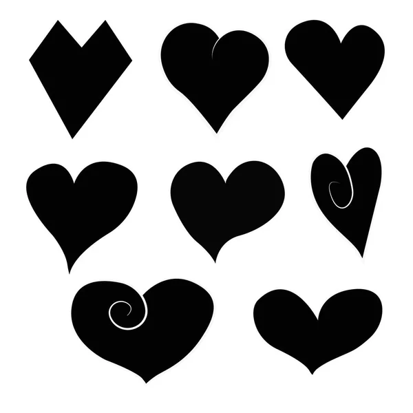 Conjunto de contorno dibujado a mano icon.Vector corazón colección. No. — Archivo Imágenes Vectoriales