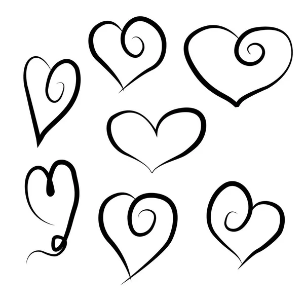 Ensemble de contour dessiné à la main coeur icon.Vector collection coeur. Il — Image vectorielle