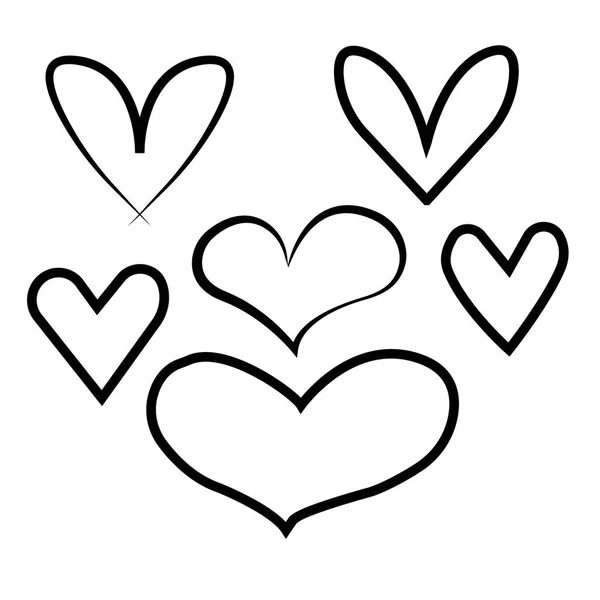 Set of outline hand drawn heart icon.Vector heart collection. Il — Stock Vector