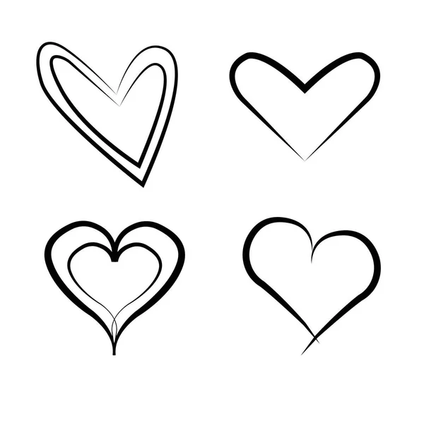 Conjunto de contorno dibujado a mano icon.Vector corazón colección. No. — Vector de stock