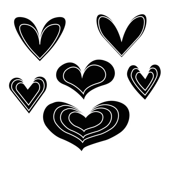 Grand ensemble de différents modèles de coeur. Collection de cœurs différents . — Image vectorielle
